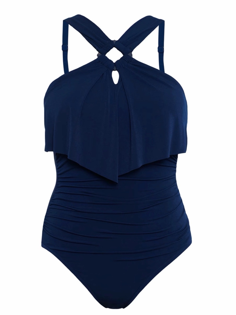 Magicsuit Navy Halter One-Piece Swimsuit with Draped Overlay